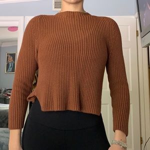 American Apparel Cropped Mock Neck Knit Sweater